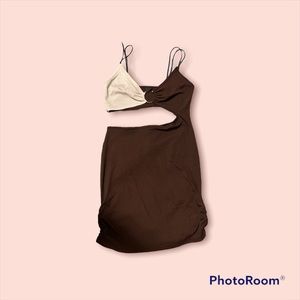 Brown Cut-Out Bodycon Dress